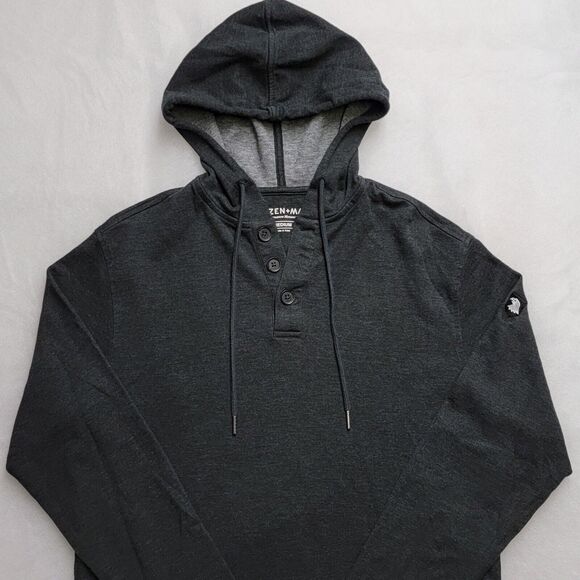 Mizzen Main Performance Stretch Henley Moisture Wicking M Lg Sleeve Hoodie Mens - Picture 3 of 16